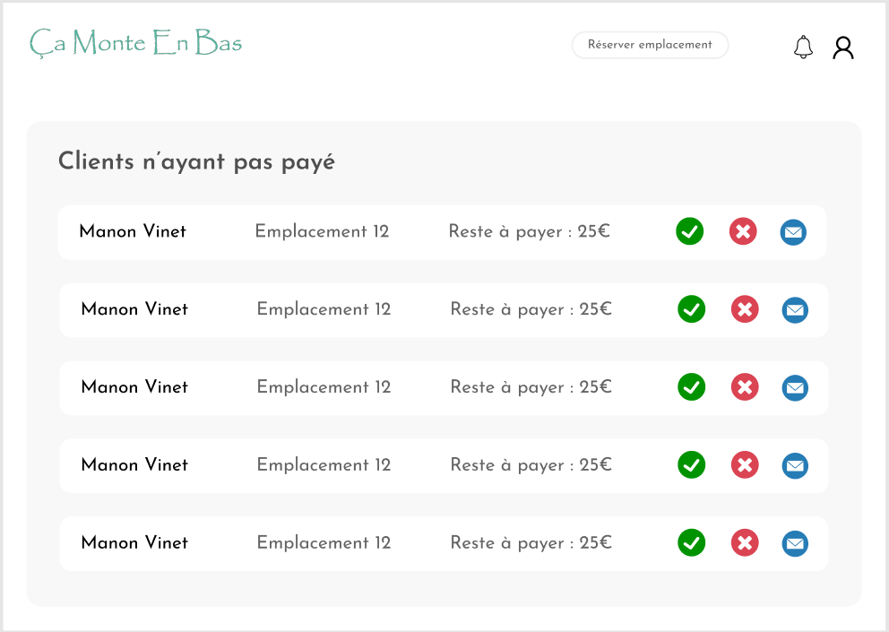 Maquette - Gestion des paiements